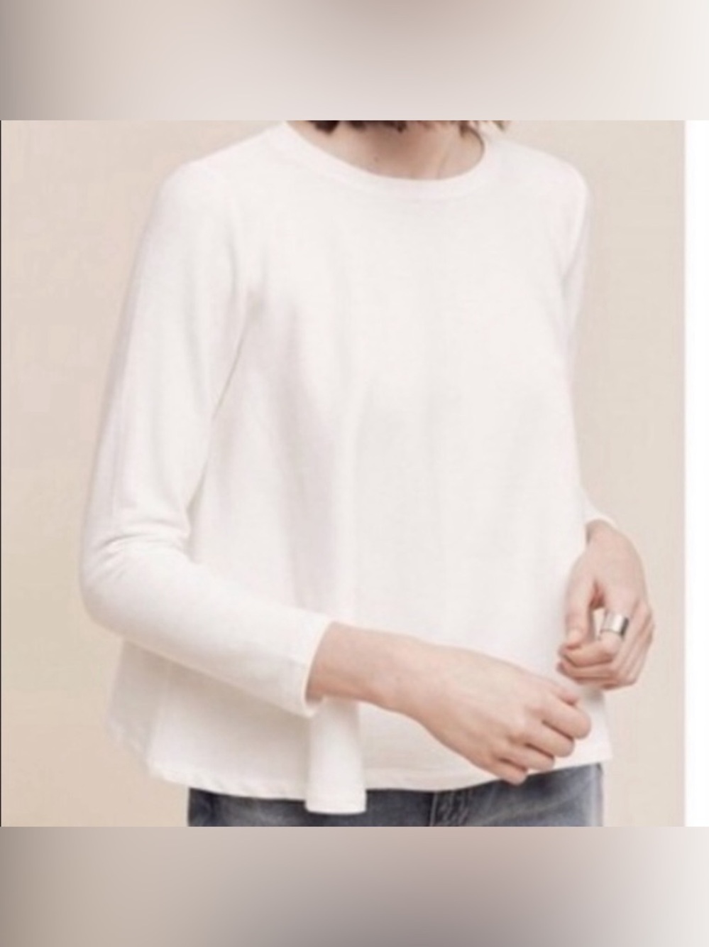 Anthropologie Eri + Ali long sleeved off white top size small